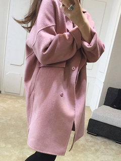 Shawl Collar Loose Date Night Plain Button Coat (Style V101621)