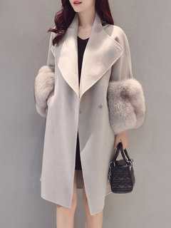 Shawl Collar Long Loose Elegant Plain Coat (Style V101622)