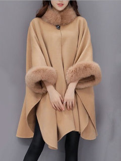 Long Date Night Plain Polyester Feather Coat (Style V101623)