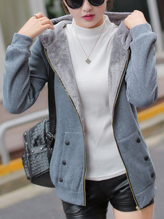 Hooded Long Slim Casual Button Coat (Style V101626)