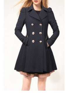 Shawl Collar Slim Date Night Cotton Blends Button Coat (Style V101628)