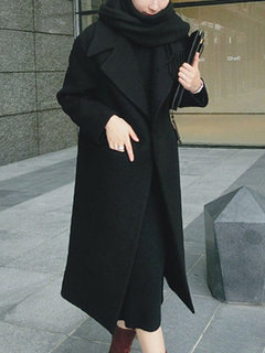Shawl Collar Loose Date Night Wool Pockets Coat (Style V101633)