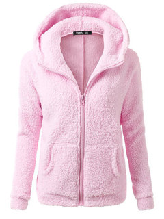 Hooded Long Date Night Plain Pockets Coat (Style V101637)