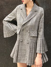 Long Date Night Plaid Polyester Button Coat (Style V101642)