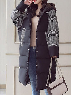 Hooded Long Loose Date Night Plaid Coat (Style V101644)