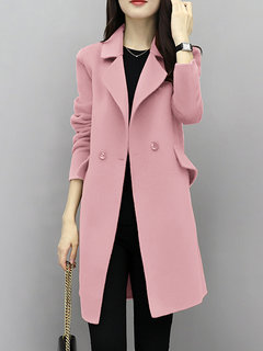 Long Slim Date Night Plain Wool Blends Coat (Style V101655)