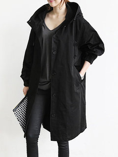 Long Loose Fashion Plain Button Coat (Style V101662)