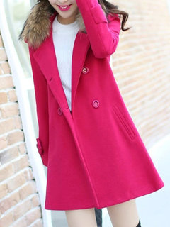 Shirt Collar Long Slim Date Night Wool Coat (Style V101665)
