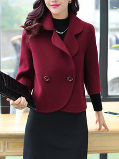 Shawl Collar Short Date Night Wool Button Jacket (Style V101680)