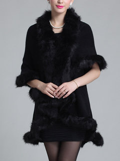 Long Loose Date Night Plain Fauxfur Coat (Style V101681)
