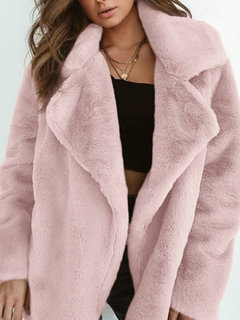 Long Loose Date Night Plain Dacron Coat (Style V101683)