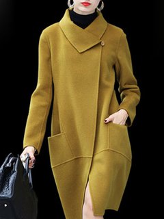 Shawl Collar Loose Date Night Plain Polyester Coat (Style V101689)