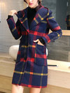 Long Slim Date Night Plaid Button Coat (Style V101712)