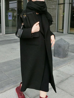 Shawl Collar Long Loose Date Night Wool Coat (Style V101715)