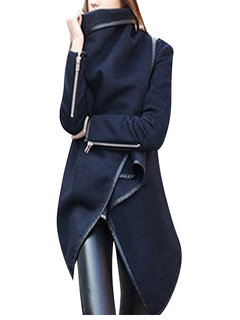 Heap Collar Long Slim Cotton Asymmetrical Coat (Style V101717)
