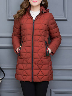 Hooded Long Slim Fashion Polyester Coat (Style V101725)