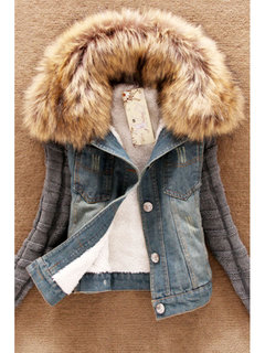 Hooded Short Casual Plain Button Jacket (Style V101730)