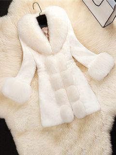 Long Slim Date Night Camouflage Fauxfur Coat (Style V101736)