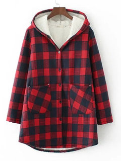 Long Loose Elegant Plaid Button Coat (Style V101740)