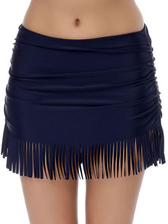 Bodycon Sexy Tassel Polyester Plain Skirt (Style V101755)