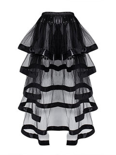 Knee Length Asymmetrical Date Night Polyester Plain Skirt (Style V101769)