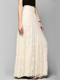 Maxi A-line Sweet Lace Plain Skirt (Style V101778)