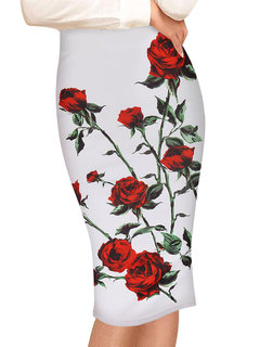 Knee Length Pencil Date Night Zipper Polyester Skirt (Style V101780)