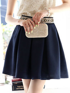 A-line Sexy Beaded Polyester Plain Skirt (Style V101784)