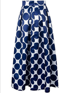 Ankle Length Slow Life Ruffle Cotton Blends Polka Dot Skirt (Style V101796)