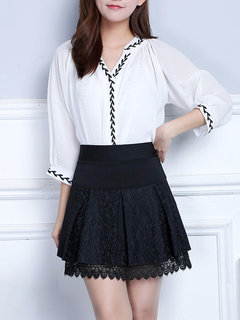 Mini A-line Date Night Polyester Plain Skirt (Style V101797)