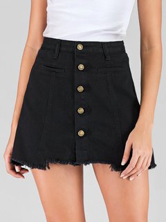 Mini A-line Sexy Denim Plain Skirt (Style V101804)