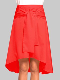 Knee Length Asymmetrical Asymmetrical Polyester Plain Skirt (Style V101807)
