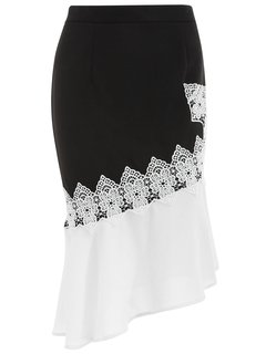 Knee Length Fit and Flare Western Lace Polyester Skirt (Style V101810)