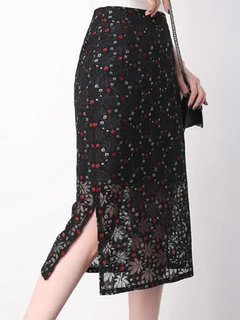 Straight Date Night Zipper Polyester Animal Skirt (Style V101854)