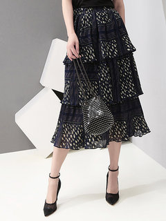 Mid-Calf Cupcake Skirts Fashion Pattern Geometric Skirt (Style V101858)