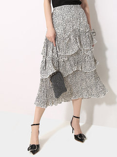 Mid-Calf Cupcake Skirts Pattern Polyester Polka Dot Skirt (Style V101859)