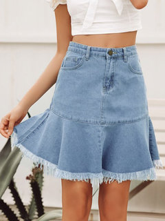 Mini Fit and Flare Date Night Ruffle Polyester Skirt (Style V101875)