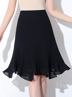 Mid-Calf Fit and Flare Western Ruffle Chiffon Skirt (Style V101885)