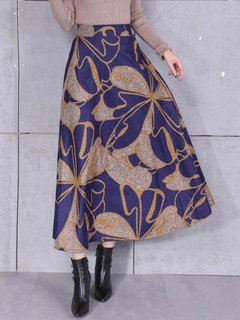 Ankle Length Fit and Flare Date Night Pattern Cotton Skirt (Style V101899)