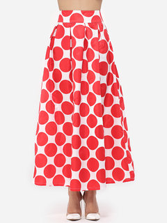Fit and Flare Elegant Pattern Cotton Polka Dot Skirt (Style V101916)