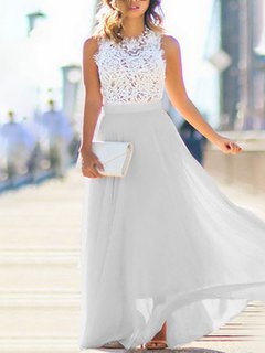 Maxi A-line Date Night Chiffon Plain Skirt (Style V101934)