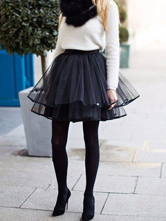 Mini Fit and Flare Date Night Ruffle Plain Skirt (Style V101941)