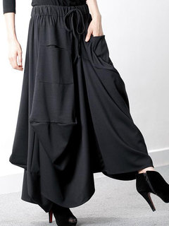 Ankle Length Asymmetrical Patchwork Polyester Plain Skirt (Style V101950)