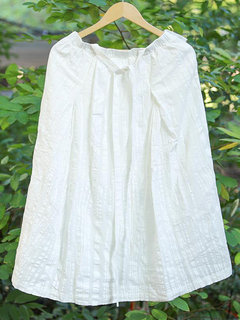 Mid-Calf A-line Slow Life Linen Plain Skirt (Style V101958)