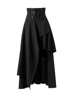 Ankle Length Asymmetrical Asymmetrical Polyester Plain Skirt (Style V101970)