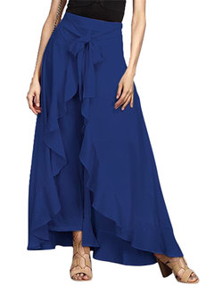 Asymmetrical Date Night Cascading Ruffle Chiffon Plain Skirt (Style V101976)