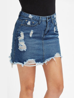 Mini A-line Casual Pockets Plain Skirt (Style V101983)