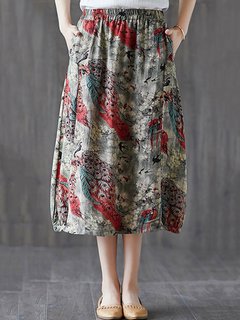 Lantern Slow Life Pattern Linen Animal Skirt (Style V101990)