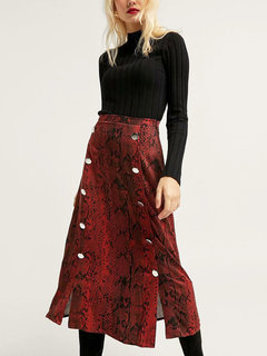 Mid-Calf A-line Casual Pattern Polyester Skirt (Style V102004)