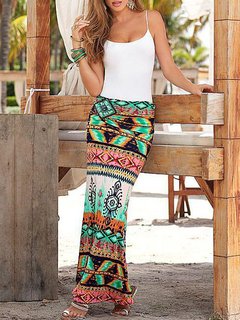 Maxi Bodycon Pattern Chiffon Floral Skirt (Style V102032)